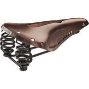 Brooks Flyer Carved stadsfiets en e-bike zadel met leren bekleding en ergonomisch ontwerp, geschikt voor comfortabel fietszadelgebruik.