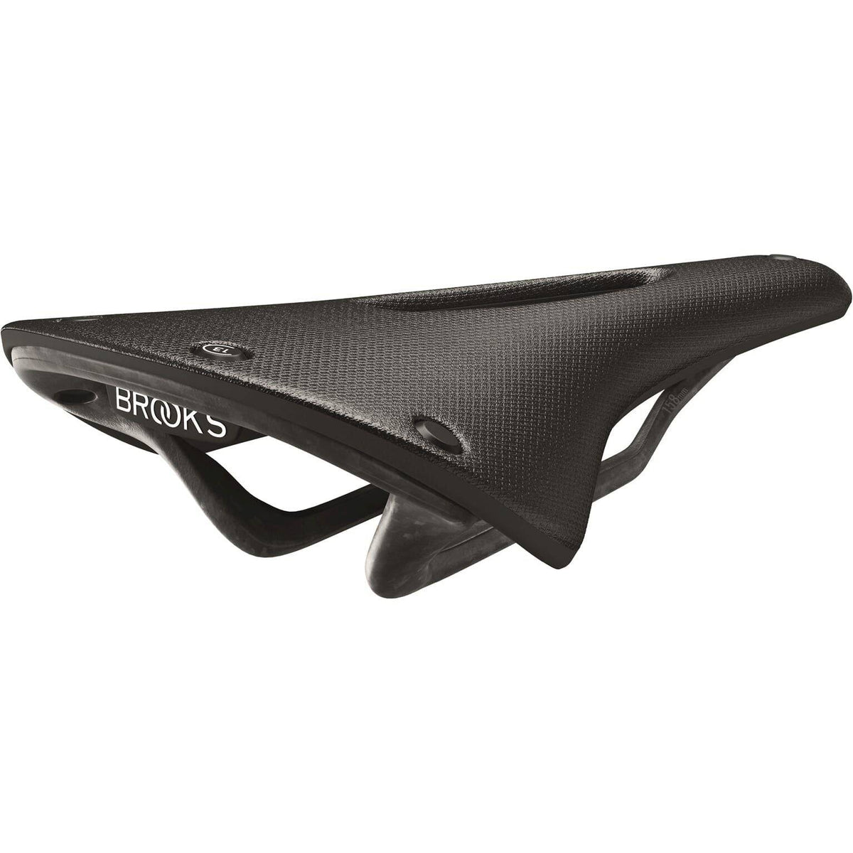 Brooks C13 Carved Cambium all-weather zwart fietszadel voor stadsfietsen en e-bikes, comfortabel en duurzaam.