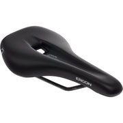 Zwart Ergon SM Sport heren zadel met cromo rail, geschikt voor racefiets en MTB, zichtbaar van bovenaf op de afbeelding