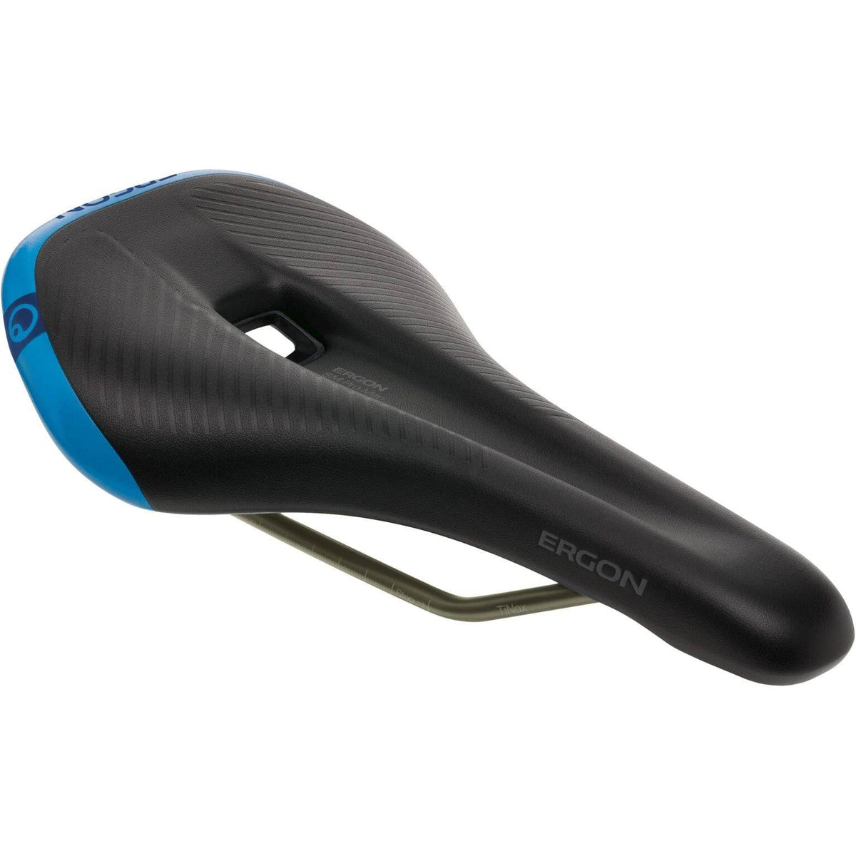Ergon SM Pro heren racefiets- en MTB-zadel met zwart Tinox rail, comfortabel en lichtgewicht voor race- en mountainbikes.