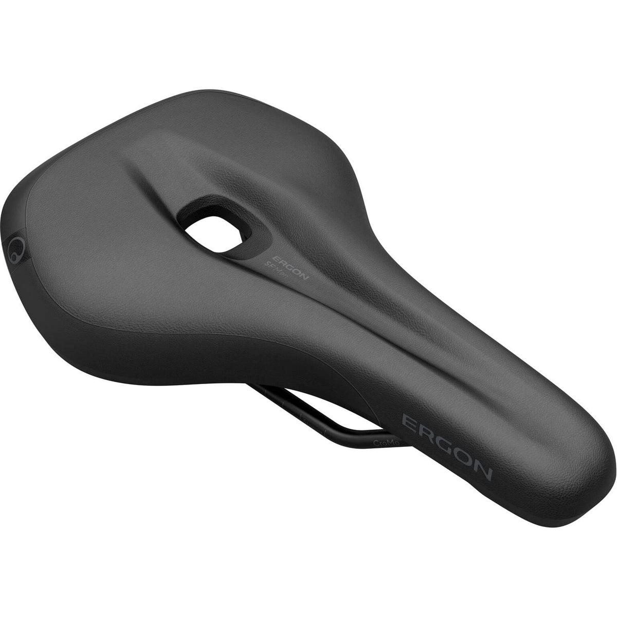 Ergon SF heren zadel voor stadsfietsen en e-bikes, comfortabel zadel met ergonomisch ontwerp, zwart kleur en zachte bekleding.