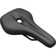 Ergon SF heren zadel voor stadsfietsen en e-bikes, comfortabel zadel met ergonomisch ontwerp, zwart kleur en zachte bekleding.