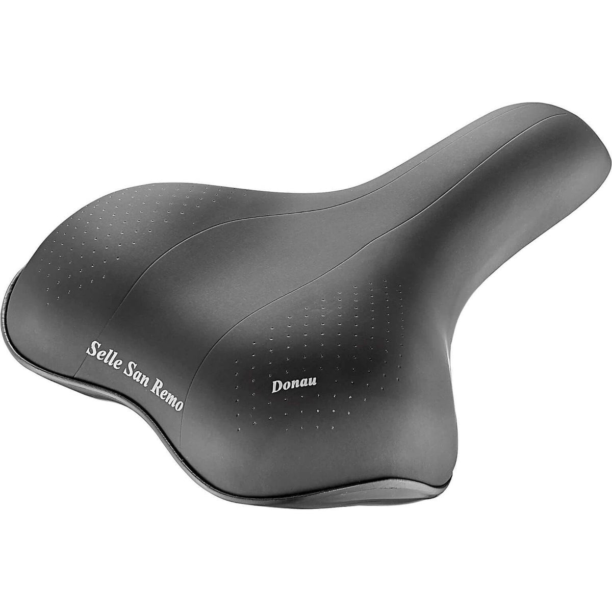 Zwart Selle San Remo Donau dames fietszadel, comfortabel stadsfiets en e-bike zadel met zacht zitoppervlak
