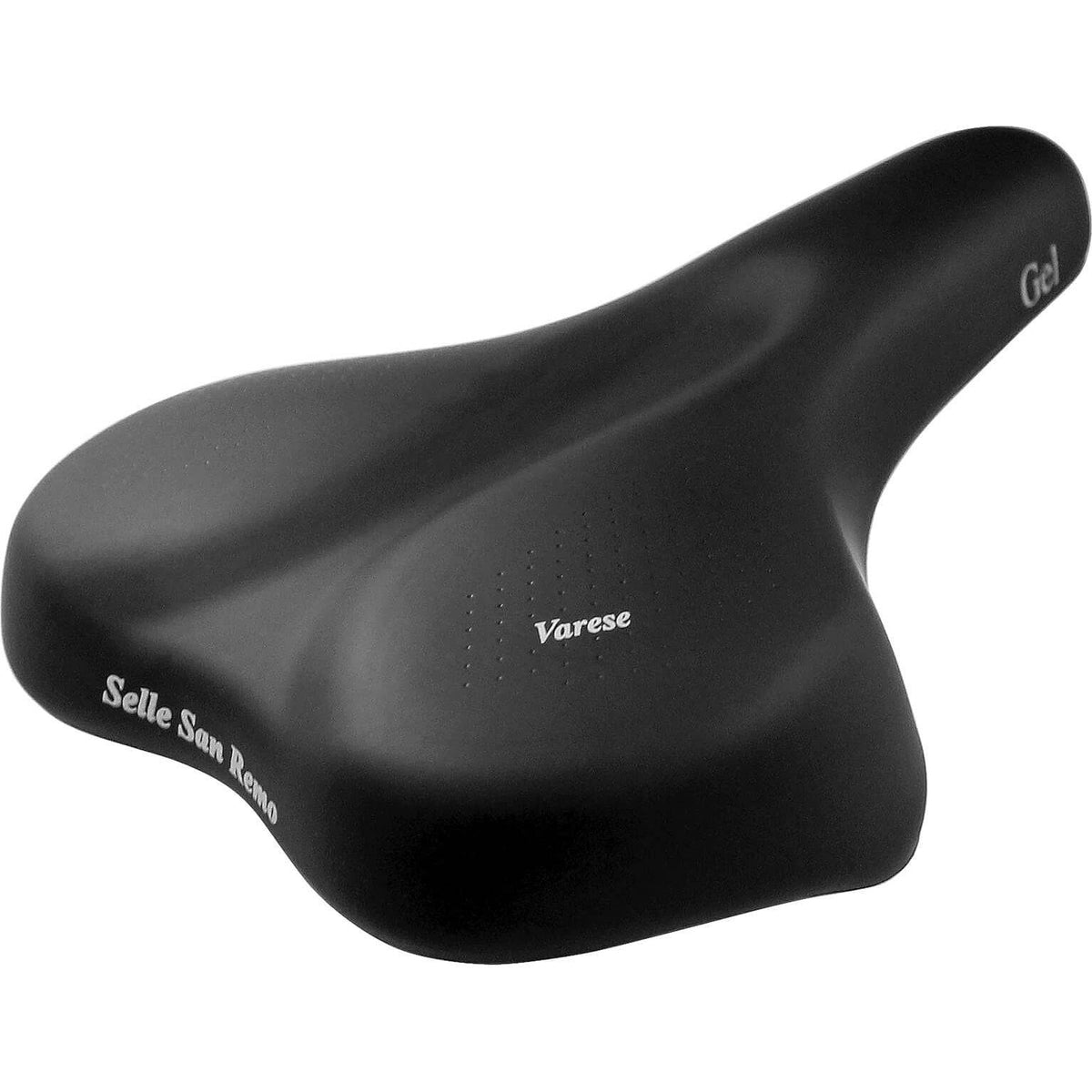 Zadel van Selle San Remo Varese zwart, stadsfiets en e-bike zadel met ergonomisch ontwerp en comfortabele padding.