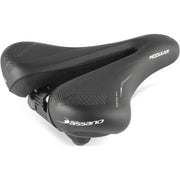 Zwart Selle Bassano Modular CT fietszadel voor stadsfietsen en e-bikes, comfortabel en geschikt voor dagelijks gebruik.