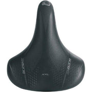 Zwart Selle Bassano Volare XXL Bigcity stadsfietszadel met ergonomische vorm en zachte bekleding, geschikt voor e-bikes en stadsfietsen