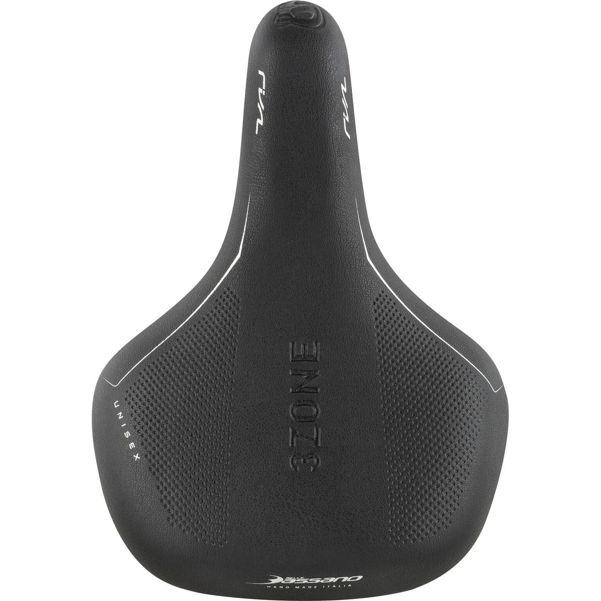 Zwart Selle Bassano Rivale 3Zone Uni stadsfiets en e-bike zadel, ergonomisch ontwerp voor comfortabel fietsen