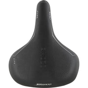Zwart Selle Bassano Rivale 3Zone stadsfiets zadel met ergonomische vorm voor comfortabel fietsen.