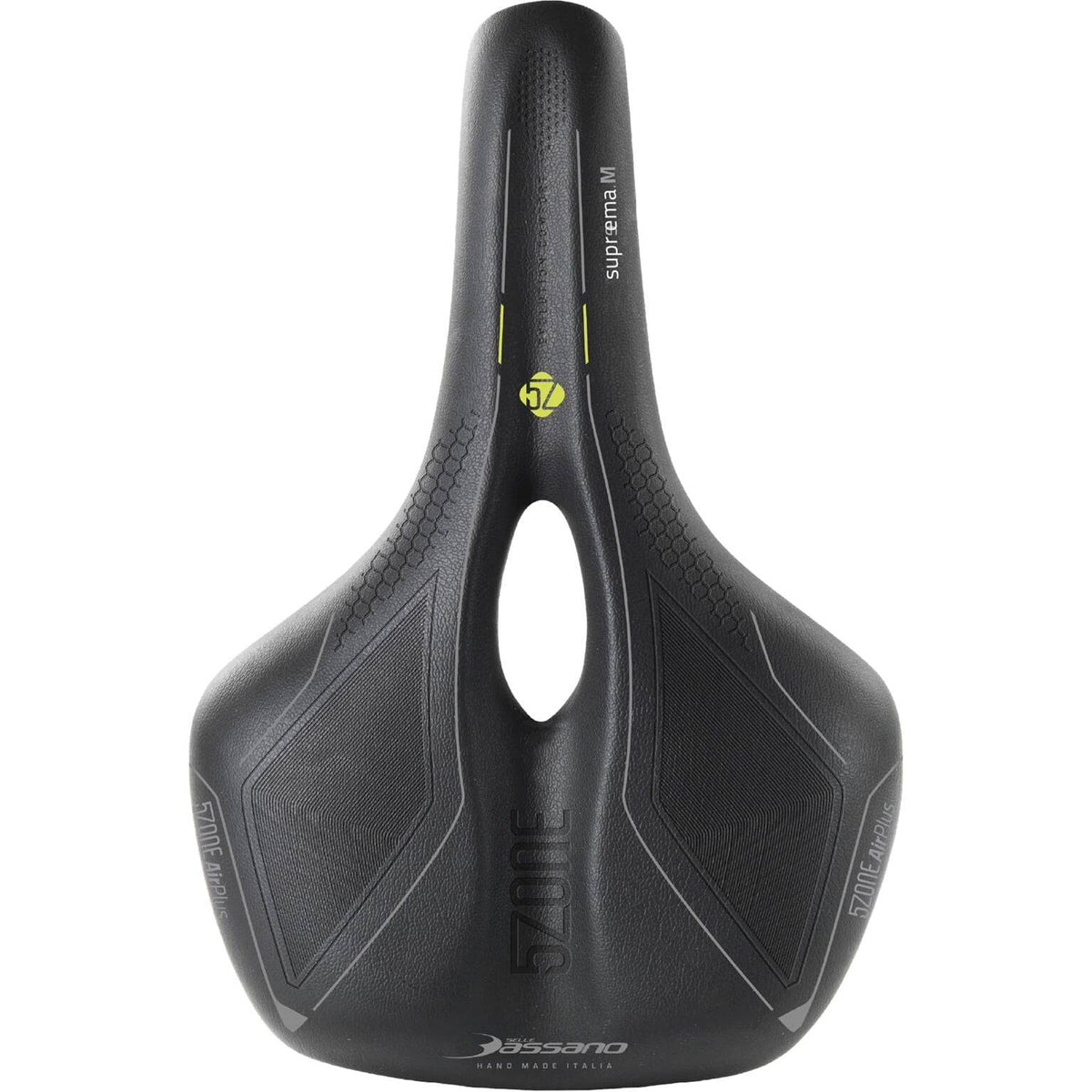 Zwart Selle Bassano Suprema 5Zone El heren fietszadel voor stadsfietsen en e-bikes, comfortabele en ergonomische zit.