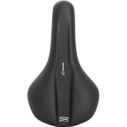 Zwart Selle Royal Explora Athletic Adventure Time fietszadel met Royalgel voor stads- en e-bikes op een stadsfiets.