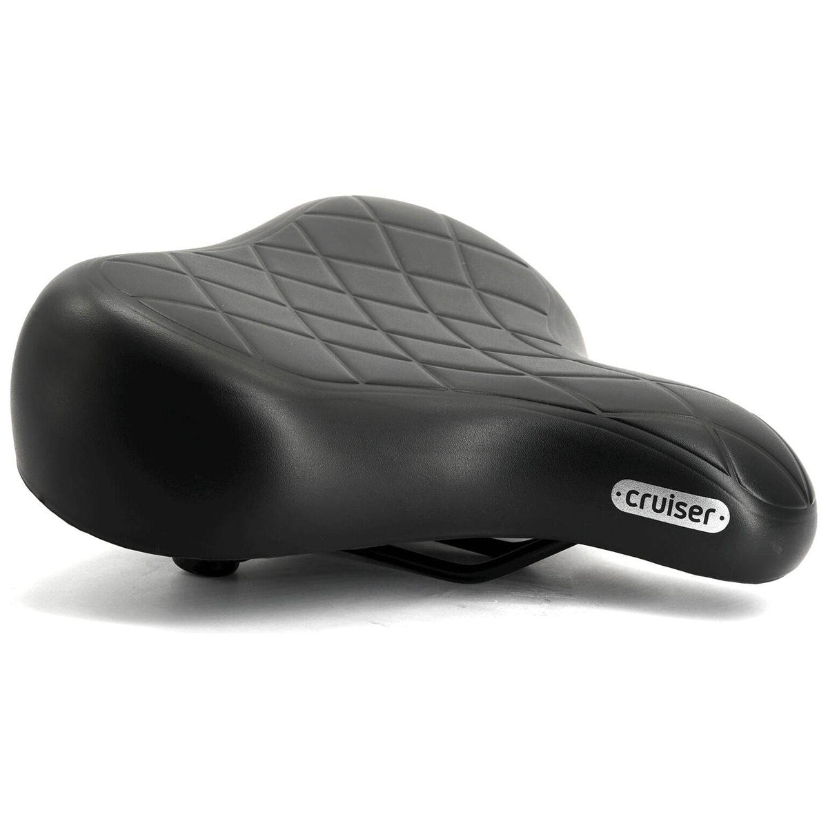 Zwart Selle Royal Cruiser Relaxed XXL fietszadel op stadsfiets of e-bike, comfortabel en breed voor extra zitcomfort.