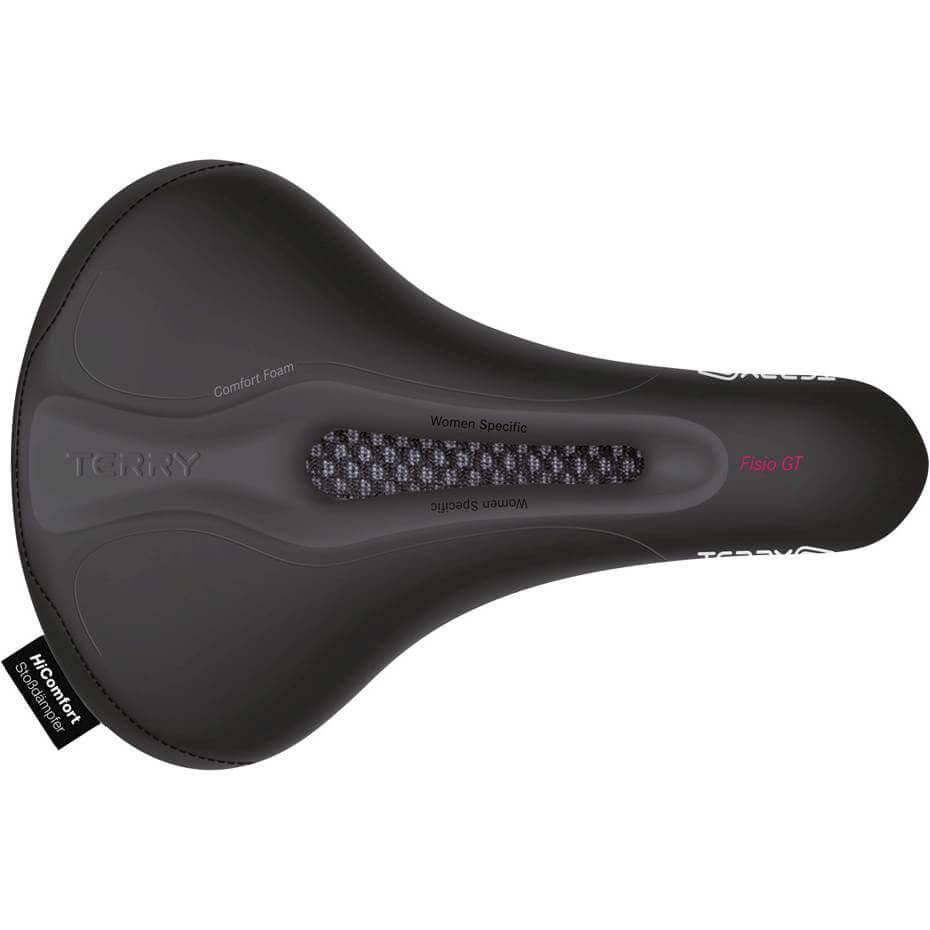 Zwart Terry Fisi Gt Max damesfiets zadel voor stadsfiets en E-bike, comfortabel en ergonomisch ontwerp.