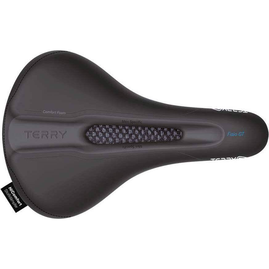 Zwart Terry Fisio Gt heren fietszadel voor stadsfiets en e-bike, ergonomisch ontworpen voor comfort en ondersteuning.