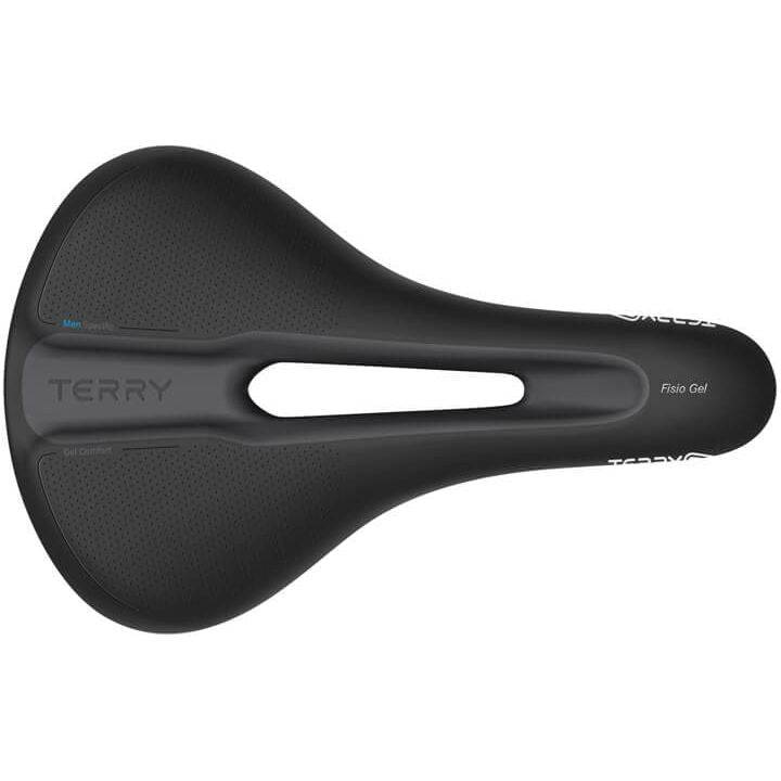 Zwart Terry Fisio Max Gel heren fietszadel voor stadsfietsen en e-bikes, comfortabel en ergonomisch ontworpen.