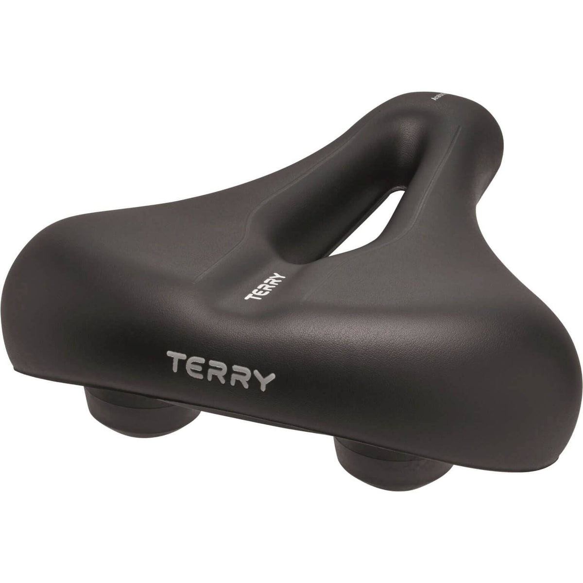 Zwart Terry anatomisch herenfiets zadel voor stadsfiets en e-bike, comfortabel en ondersteunend met ademende stof.