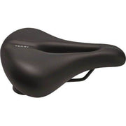 Zwart Terry anatomisch flex gel zadeltje voor heren, comfortabel stadsfiets en E-bike zadel met zachte vulling en ergonomisch ontwerp.