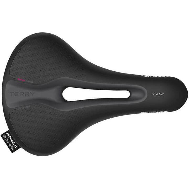 Zwart Terry Fisio Flex Max Gel dames fietszadel voor stadsfietsen en E-bikes, comfortabel en ergonomisch ontworpen.