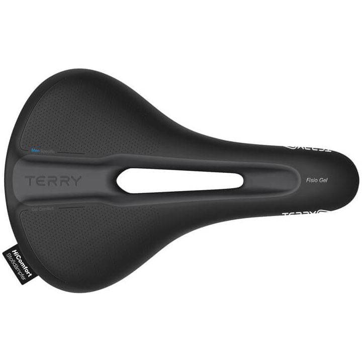 Zwart Terry Fisio Flex Max Gel herenfiets zadel, comfortabel stadsfiets- en e-bike zadel met gelvulling en ergonomisch design