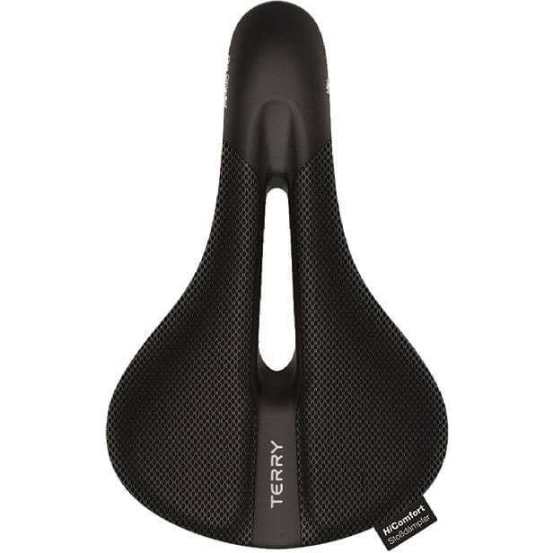Zwart Terry Fisio Climavent Max Gel heren fietszadel voor stadsfietsen en E-bikes, comfortabele zit met gelvulling.