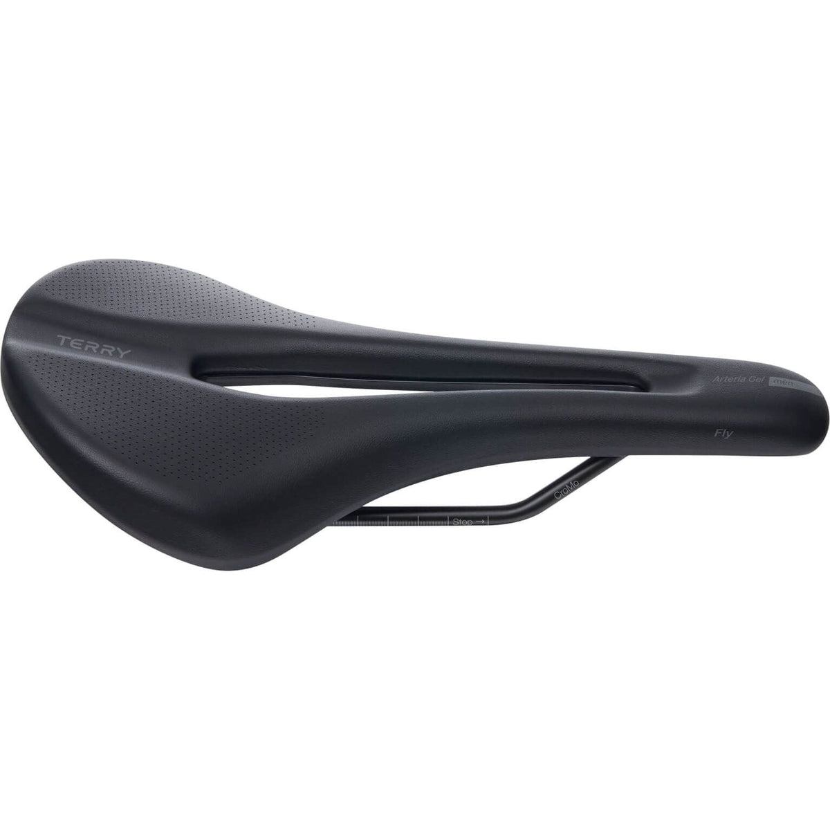Zwart Terry Fly Arteria Gel heren fietszadel voor stadsfiets en e-bike, comfortabel met gelvulling, zichtbaar vanaf de zijkant