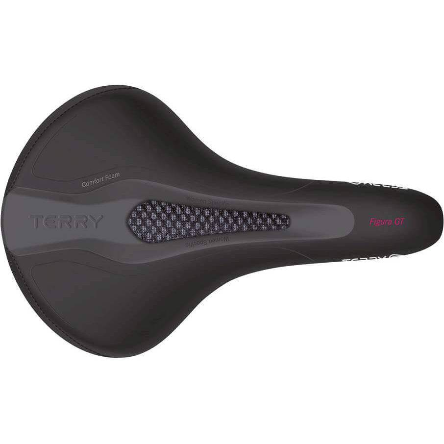 Zwart Terry Figura Gt Max damesfiets zadel, comfortabel stadsfiets en e-bike zadel, zichtbaar op de afbeelding.