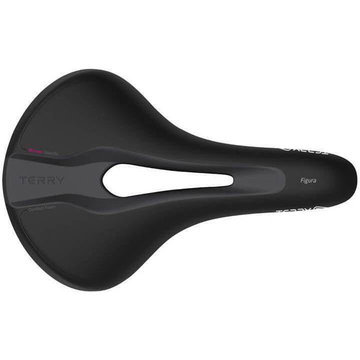 Zwart Terry Figura Max damesfietszadel voor stadsfiets en e-bike, comfortabel en ergonomisch gevormd.