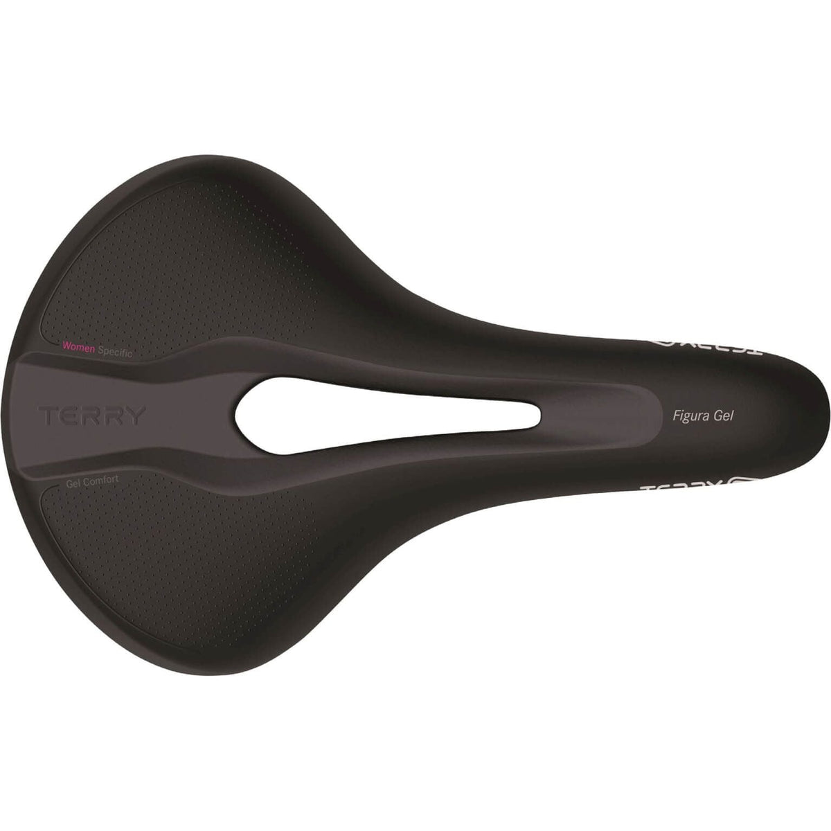 Zwart Terry Figura Gel damesfietszadel voor stadsfietsen en E-bikes, comfortabel en geschikt voor dagelijks gebruik.