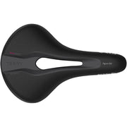 Zwart Terry Figura Max Gel damesfiets zadel met comfortabele vorm, geschikt voor stads- en E-bike gebruik, zichtbaar op de foto.