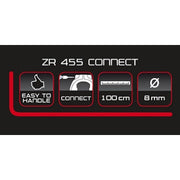 Zwart Trelock Insteekketting ZR455 Connect van 100 cm met Ø8 mm voor fietsbeveiliging, ligt op een houten oppervlak