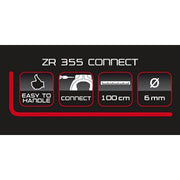 Zwarte Trelock Insteekketting Zr355 Connect, 150 cm lang en Ø6 mm, liggend op een vloer met de slotkop zichtbaar