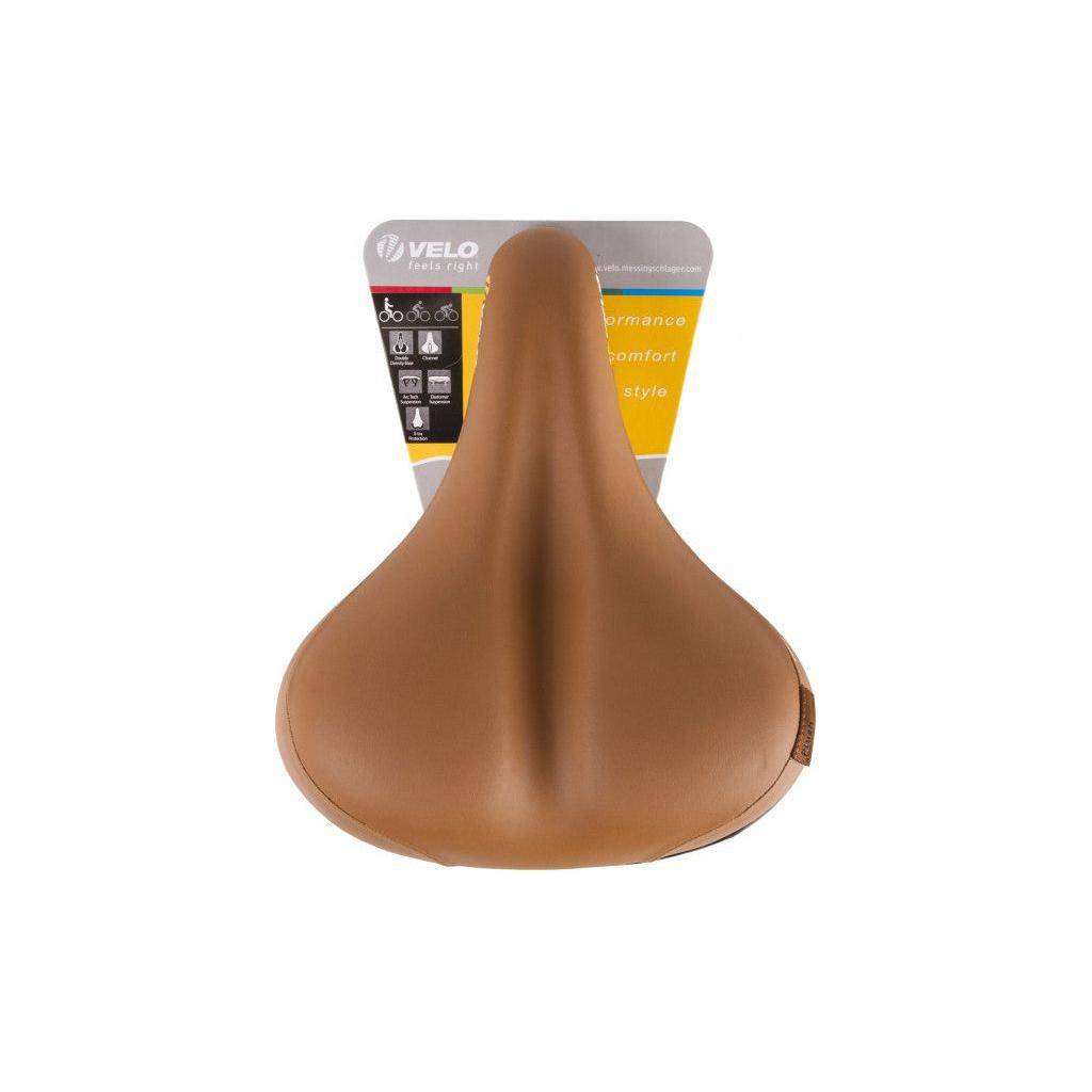 Velo Zadel Plush Met Elastomeer Vering - Bruin - Le Coq Wielerartikelen