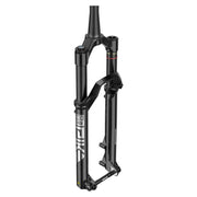 Zwarte RockShox Pike voorvork MTB 29 inch met verstelbare demping en 130 mm veerweg, geschikt voor mountainbikes.