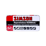 Simson bandenreparatiedoos "Normaal" voor bandreparaties, inclusief reparatiesetjes en gereedschap, geschikt voor fietsbanden.